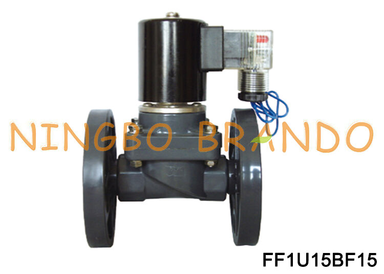 1/2'' DN15 UPVC Anti-corrosion UPVC Solenoid Valve Flange Type 220V