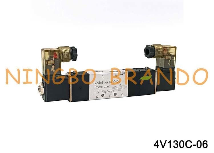 Válvula de aire solenoide Airtac tipo 4V130C-06, 3 posiciones, 5 puertos, válvula de control neumática de 1/8''