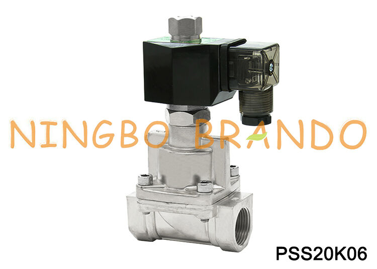 Válvula Solenoide de vapor de acero inoxidable, normalmente abierta, 2 vías, 3/4 pulgadas, 220V