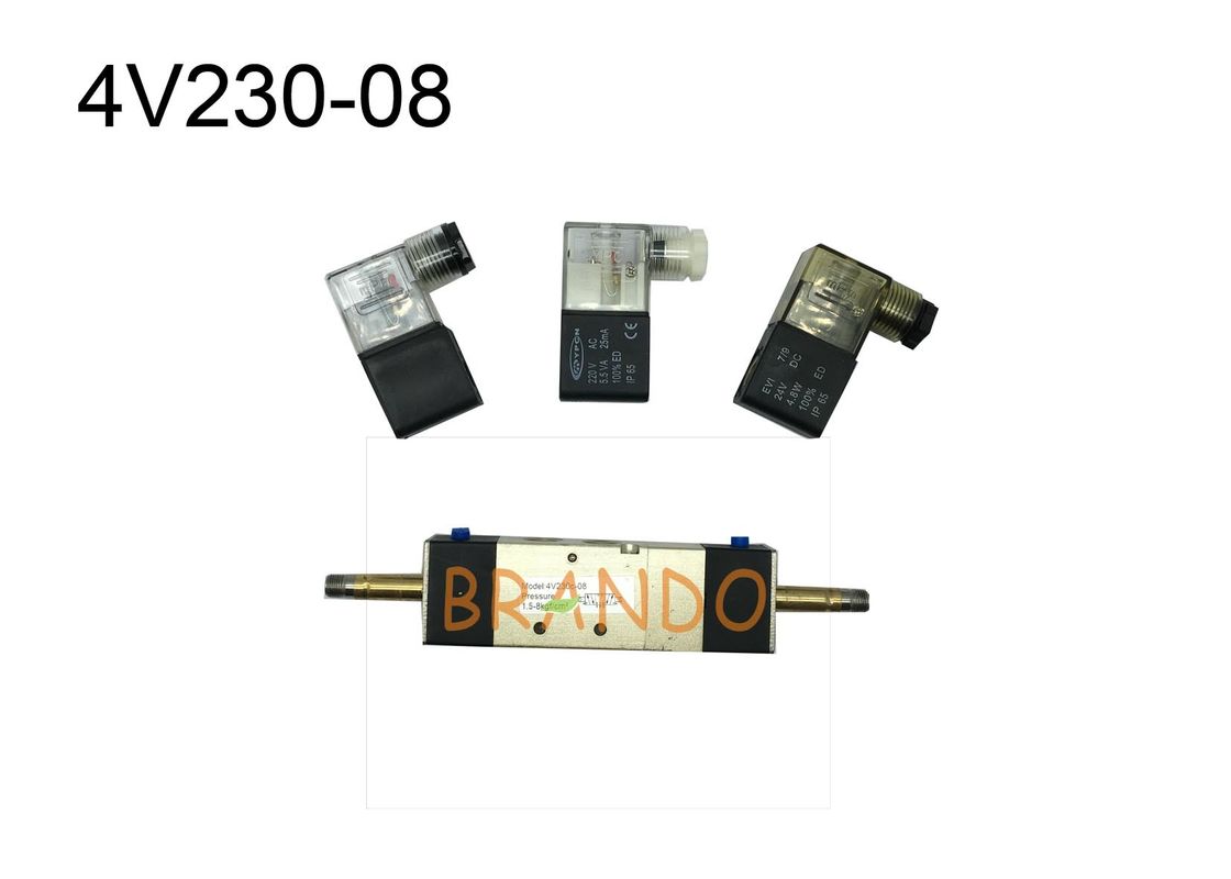 4V230-08 actuación internamente pilotada neumática eléctrica de la válvula electromagnética de la pinta 1/4&quot; 5/3