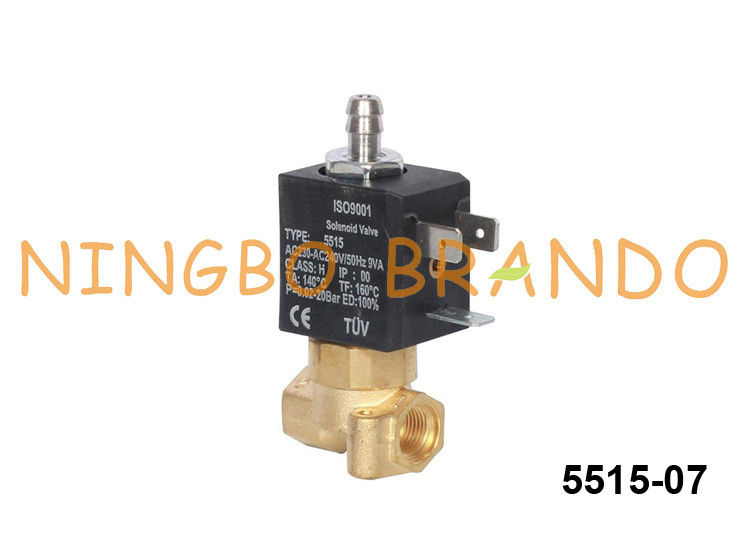 Tipo 3 válvula electromagnética de cobre amarillo 230v normalmente cerrado 24v de 5515 Ceme de la máquina del café de la manera