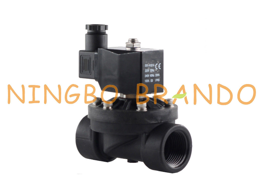 el 1/2 CA eléctrica plástica de nylon de la válvula electromagnética 12V 24DC 110V 220V del agua de 3/4 pulgada PA66