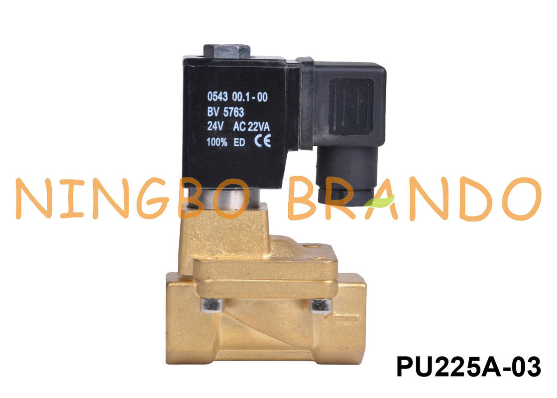 Tipo 3/8&quot; del chacó PU225A-03 válvula electromagnética de cobre amarillo 24VDC 110VAC 220VAC