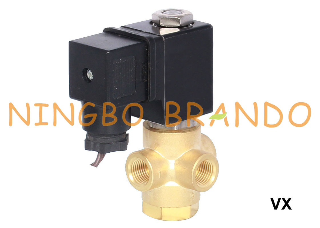 Válvula electromagnética de cobre amarillo 1/8&quot; 1/4&quot; normalmente cerrados de 3 maneras 12V 24V 110V 220V