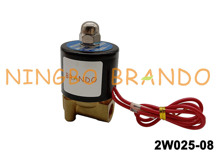 válvula electromagnética de cobre amarillo 1/4&quot; de 2W025-08 DC 12V para el gas de agua del aire