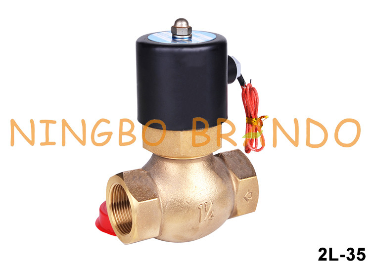 válvula electromagnética de cobre amarillo 12V 24V 110V 220V de la agua caliente de 2L-35 1-1/4”