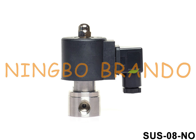 1/4&quot; manera de acero inoxidable de la válvula electromagnética 2/2 del sello de PTFE normal se abre