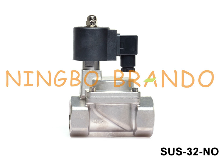 1-1/4” 2 sello abierto normal 24V 220V de la válvula electromagnética PTFE de los SS 304 de la manera