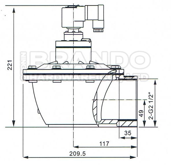 tipo pulso Jet Valve 0 de CA62T Goyen de 2 1/2” del colector de polvo