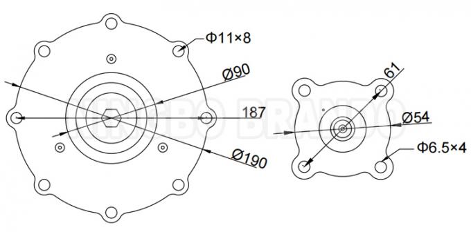 Dimensión principal del tipo equipo de reparación del diafragma C113928 de ASCO:
