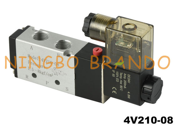 4V210-08 Válvula solenoide neumática de control de aire de 5/2 vías 1/4 '' DC24V DC24V