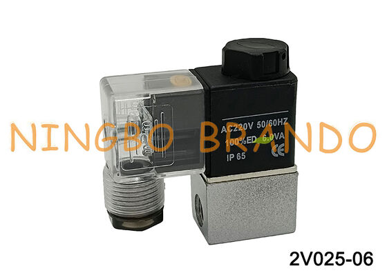 2V025-06 Válvula Solenoide de Aceite de Agua de Aire Normalmente Cerrada G1/8'' 220V 110V 24V